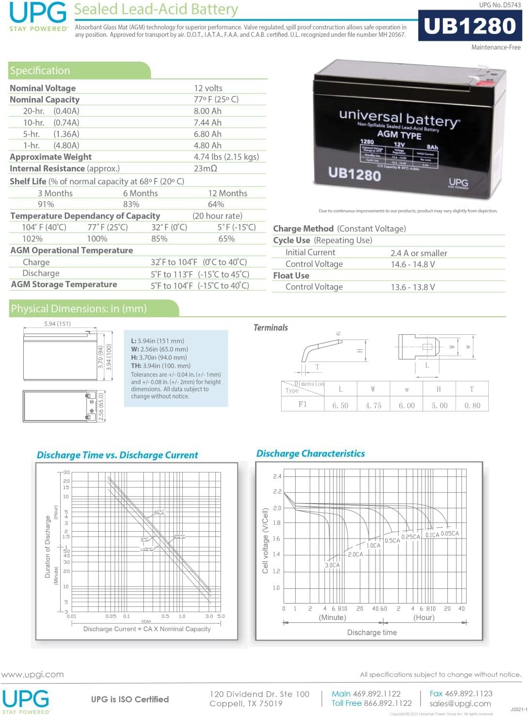 UPG UB1280 12V 8Ah battery product photo 5